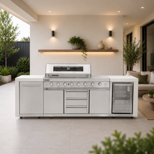 Grillmaster 8 Grand Royale BBQ with Storage & Single Fridge