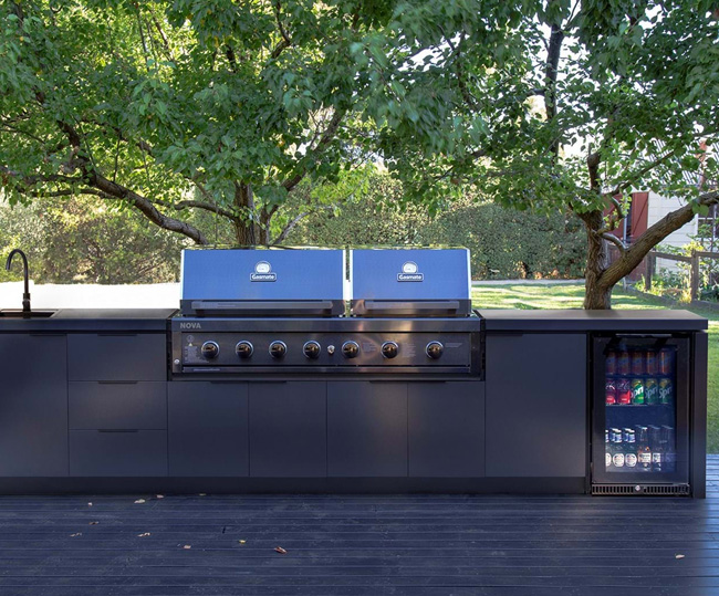 Nova Graphite 6 Burner Twin Hood Built-In BBQ - BBQs R Us