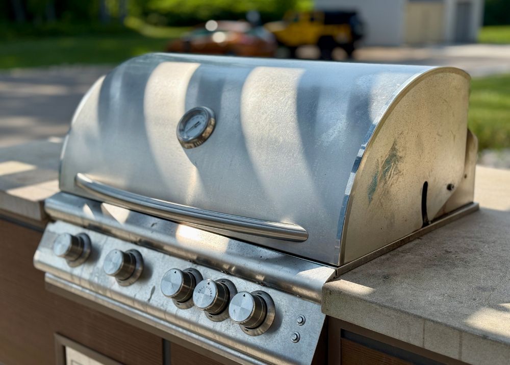 close up of built in BBQ ready to be replaced